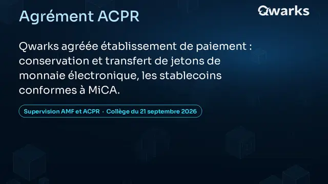 Qwarks agréée établissement de paiement par l’ACPR : conservation et transfert de jetons de monnaie électronique