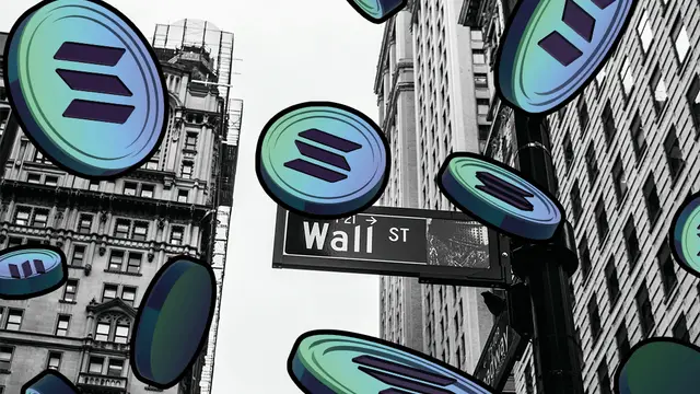 Jetons de la crypto SOLANA en éclats avec le fond de wall street