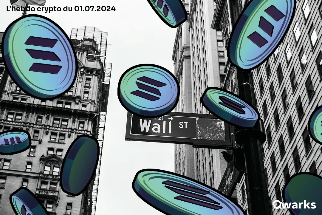 Jetons de la crypto SOLANA en éclats avec le fond de wall street