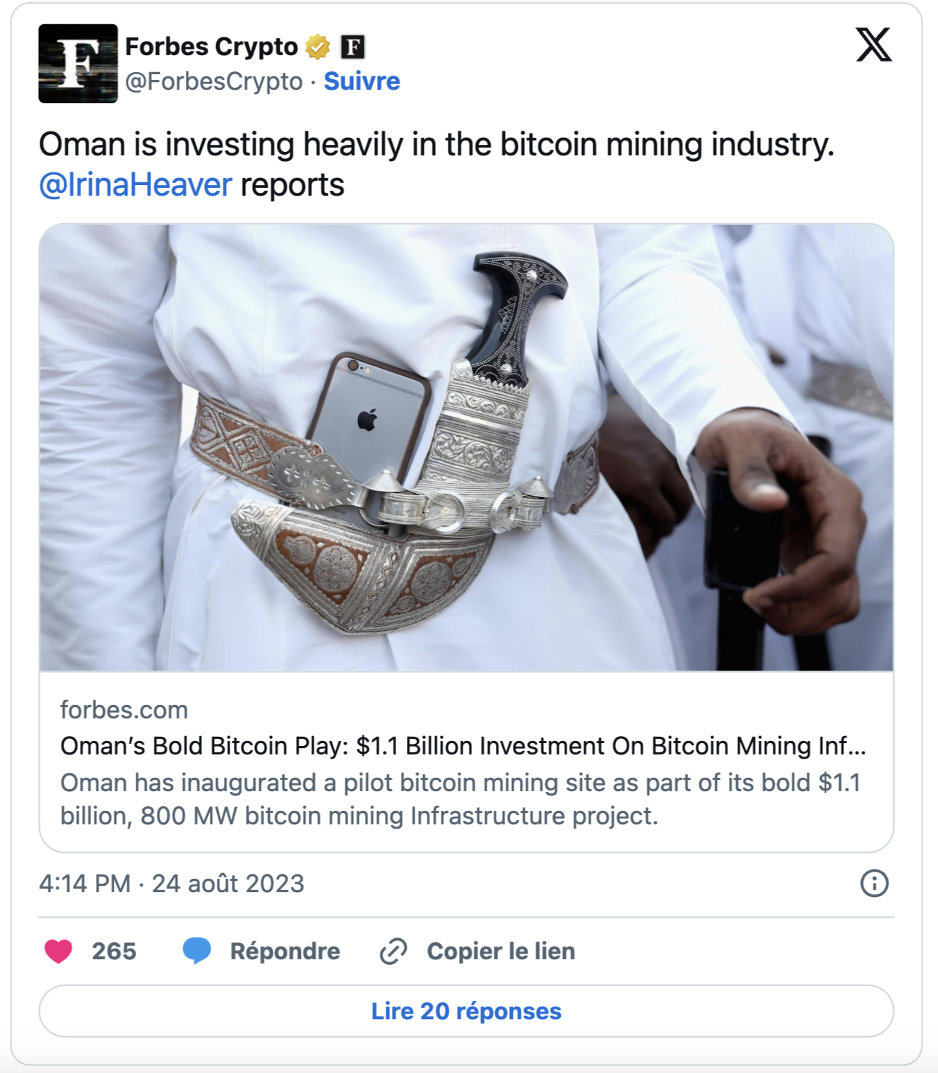 Tweet Forbes Oman Bitcoin