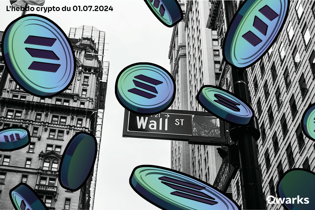 Jetons de la crypto SOLANA en éclats avec le fond de wall street